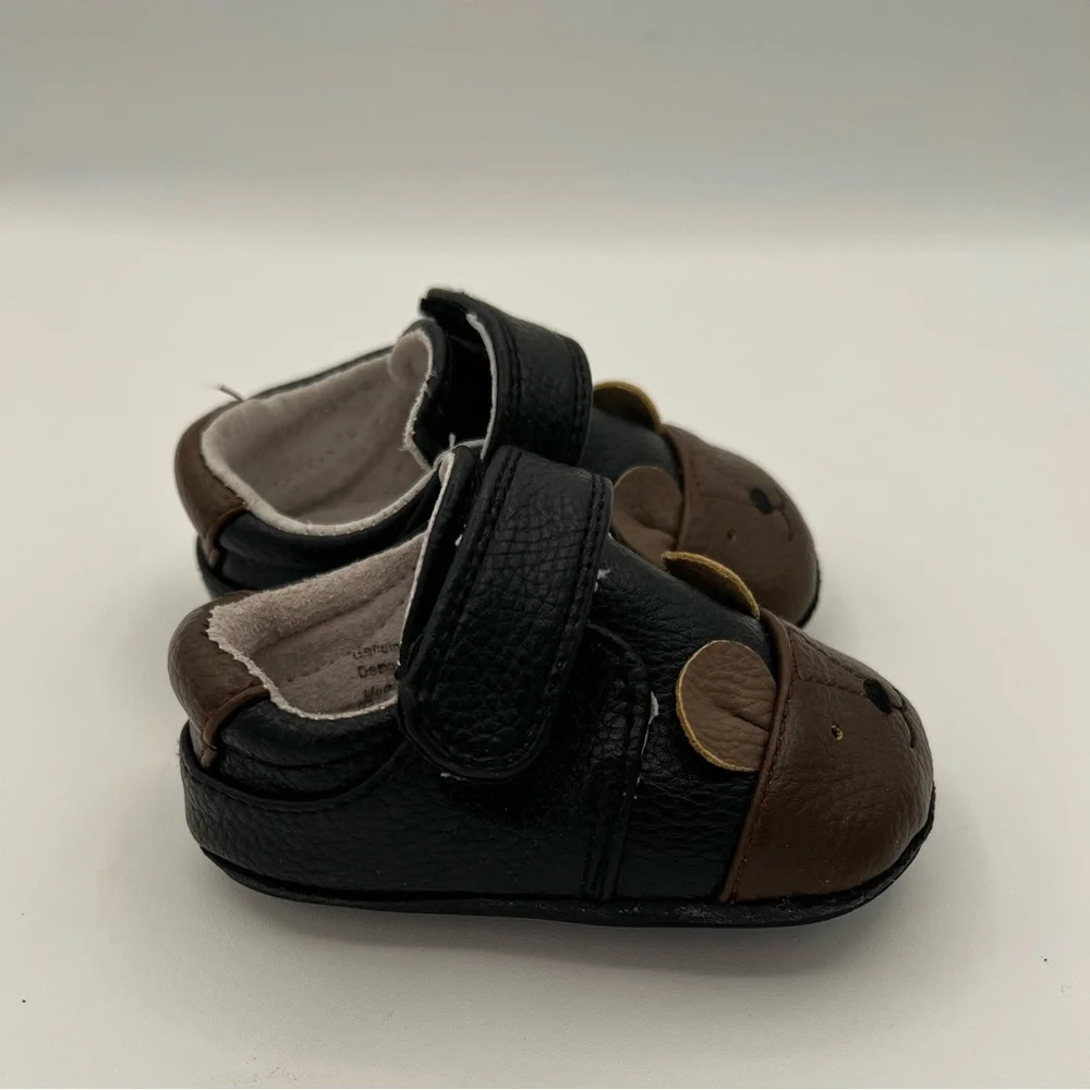 Jack & Lily “My Mocs” Leather Bear Shoes – Size 12–18 Months – With Box